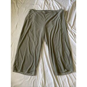 Womens Plus Sz 32W Light Green Elastic Waist Wide-Leg Pants Flowy Lined Granny
